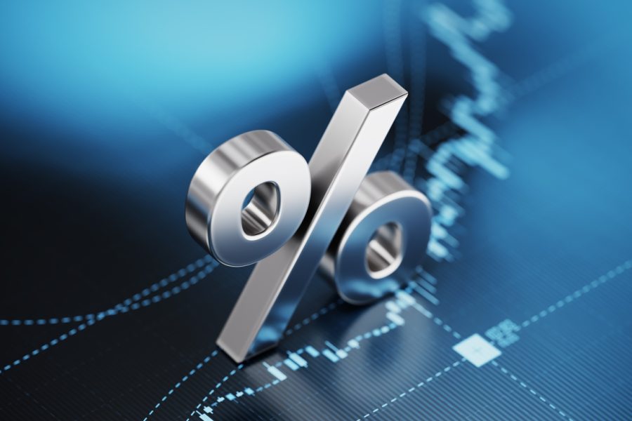 Prosenttegn over blå bakgrund